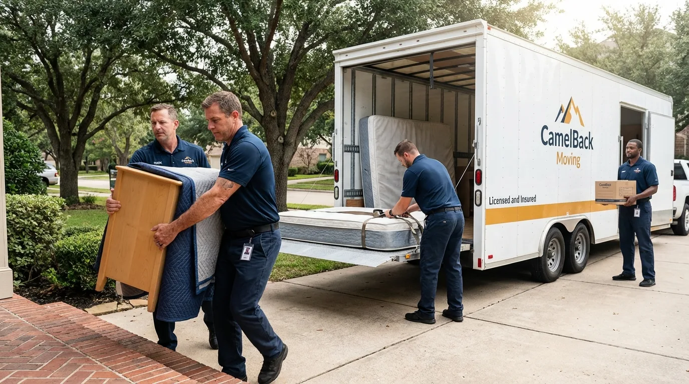 Crew loading residential truck for cross-state move from Coraopolis, PA