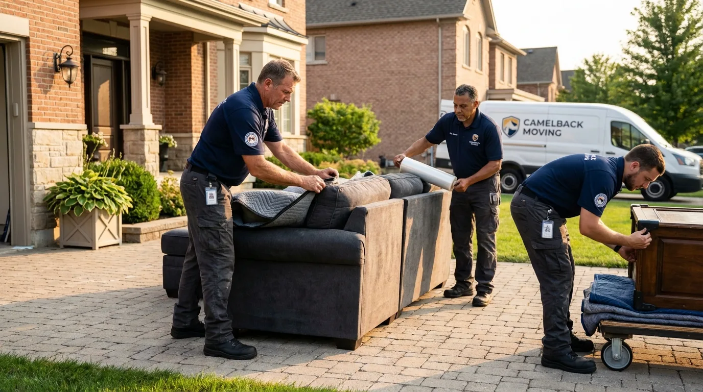 Large estate moving crew wrapping furniture in Coraopolis, PA